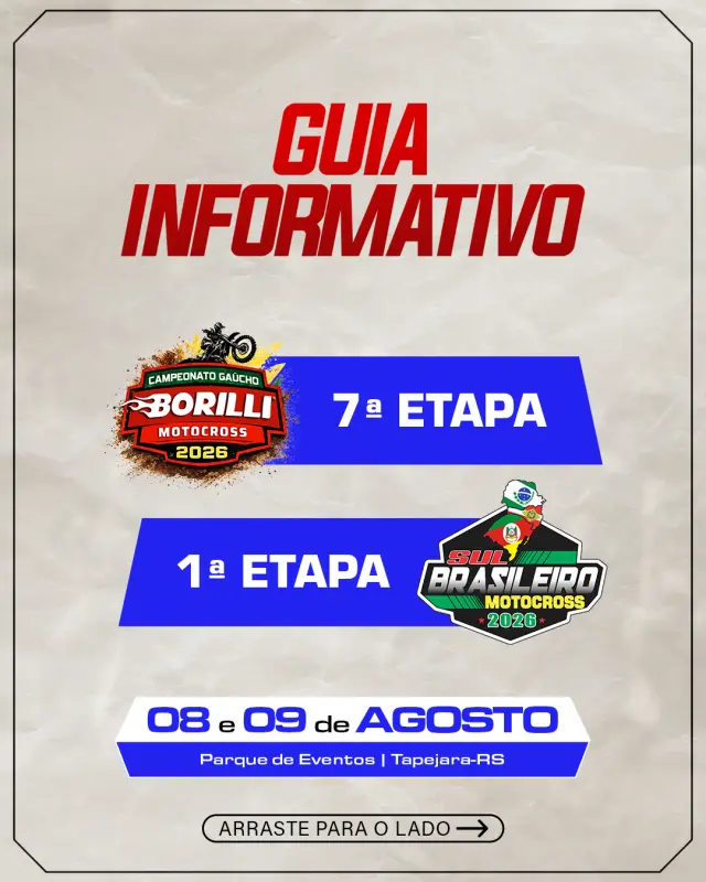 Imagem Guia do Evento: tudo o que você precisa saber sobre a 7ª etapa do RSMX e a 1ª etapa do Sul Brasileiro de Motocross em Tapejara